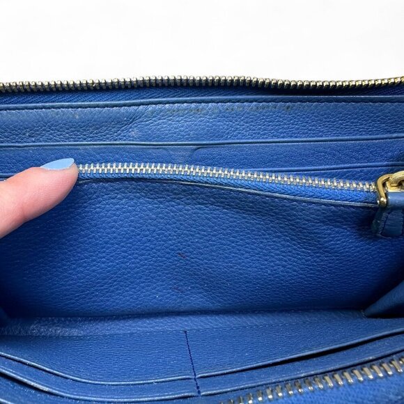 PRADA Saffiano Leather Long L Zipper Wallet, Blue - Picture 5 of 16